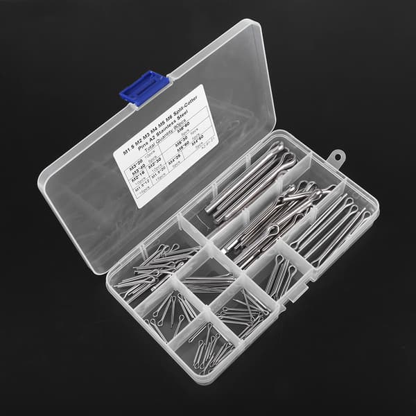 90 stk. 11 slags M1,5 M2 M3 M4 M5 M6 Splittepinde Sortiment med etui