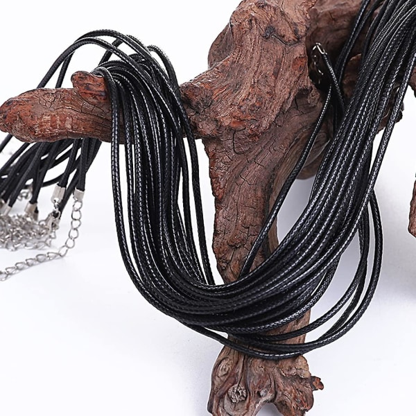 30 delar svart vaxad halsbandssnöre, 2 mm flätad halsbandskedja med hummerlås, 17 tums halsband för smycketillverkning, armbandspärlor