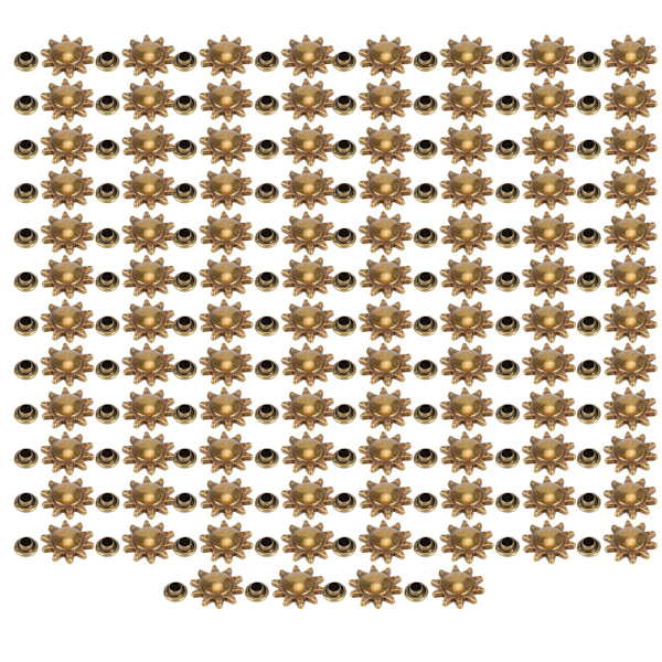 100 stk Solsikkeformede Nitter Tøj Sko Taske DIY Dekoration Nit Tilbehør (Bronze)