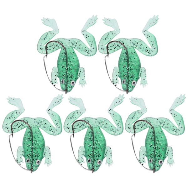 5 st Artificiell Simulering Transparent Grön Enkelkrok Mjukt lockbete Antihängande
