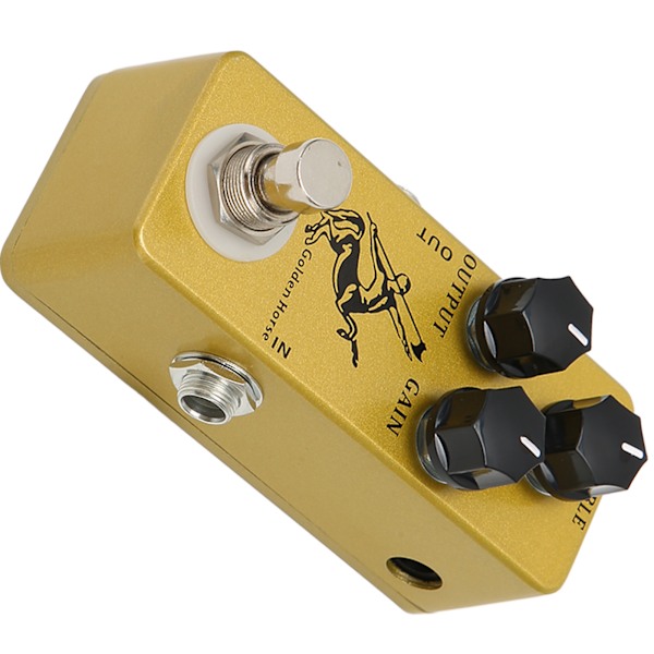 Overdrive Gitarreffekpedal i Aluminiumlegering Gullhest Overdrive Effekpedal med True Bypass for Elektrisk Gitar