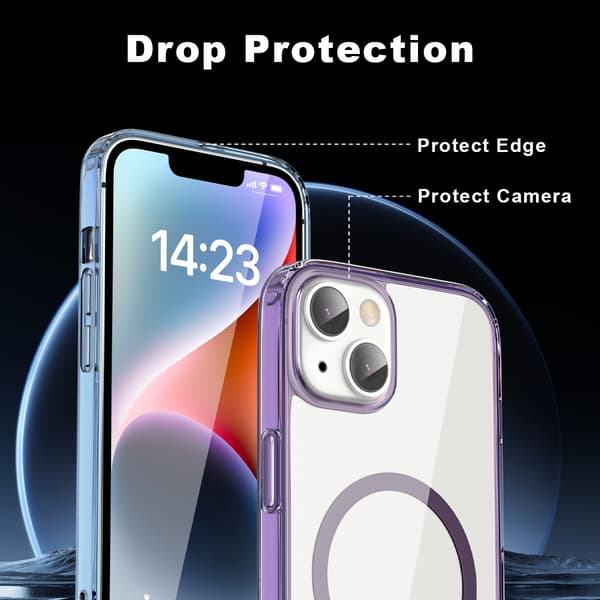 ColorPop Kompatibel med iPhone 14 Deksel CH MagSafe Transparent/Lilla 34