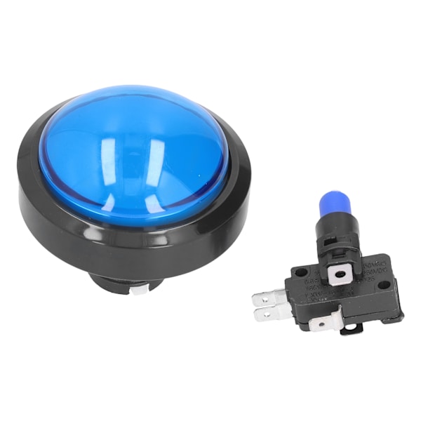 60 mm stor konvex knapp 2-fotsomkopplarknapp med LED-ljus för Crane Machine Game Console Blå