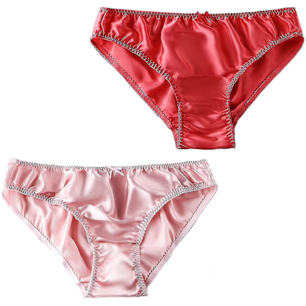 Silkki Bikini-Alushousut Setti - XL Punainen-Vaaleanpunainen