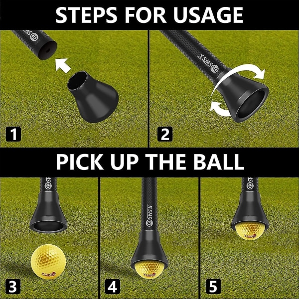 3 stk Golf Ball Retriever, Golf Ball Pick-up sugekop, Golf Ball Grabber sugekop til puttere og golfspillere