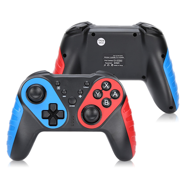 Bluetooth Trådlös Handkontroll Fjärrkontroll Joystick Gamepad Gyroskop för Nintend Switch Pro Blå Röd