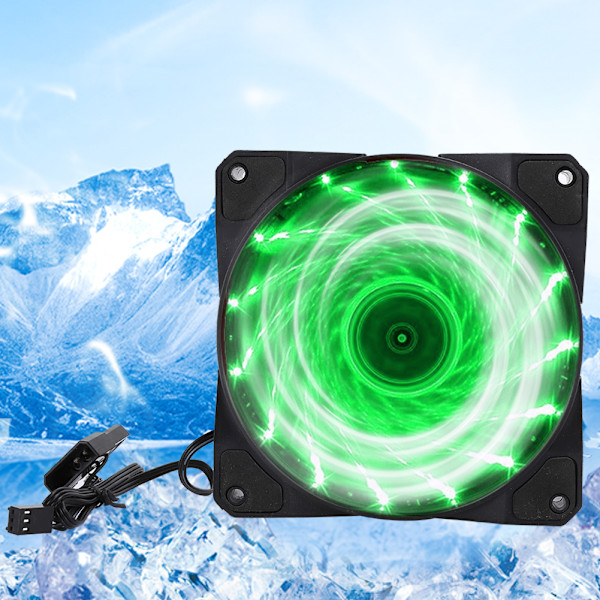 Chassifläkt Datorkylare PC-tillbehör 3-tråds 15-Light Mute LED Streamer Färgglad 12CM15-Ljusgrön