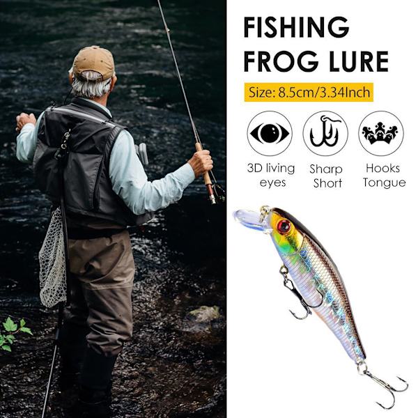3 stk Fiskeagn 3D-utskrift Hard agn Svingagn Synkende Wobbler Diskantkroker Fiskeagn 8,5 cm 9,2g