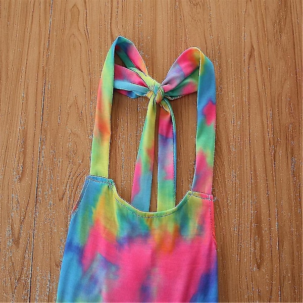 Tie Dye Halterneck Jumpsuit för Baby Flickor, Sommar Lager Romper, 2-3 År