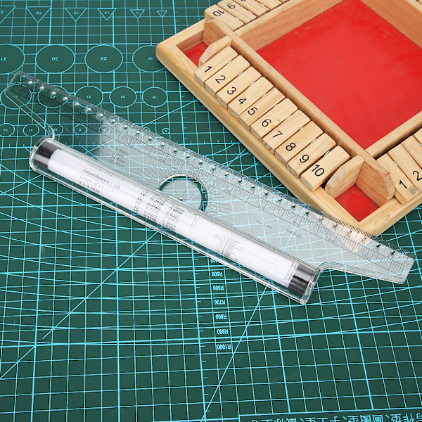 30 cm 11,8 tommer parallel rullende lineal Multipurpose klartegningsskabelon Professionel kompas graderet cirkel