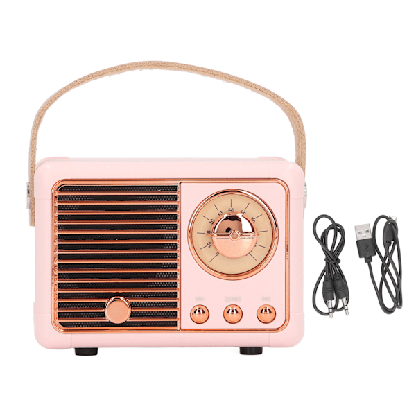 Bærbar Bluetooth-høyttaler Mini Kompakt Trådløs Retro Støtter Radioprogram for Utendørsbruk