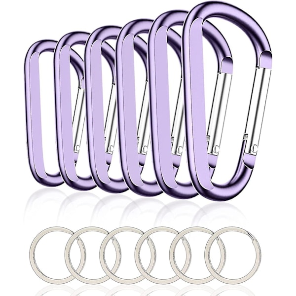 6-Pack Large Black Aluminum D-Ring Carabiner Clips