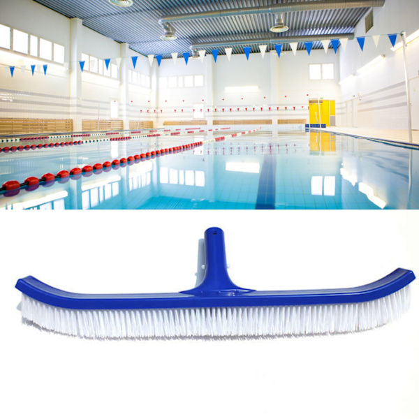 18 tommer poolbørste til rengøring af poolvægfliser Nylonbørste poolbørstehoved Buede ender