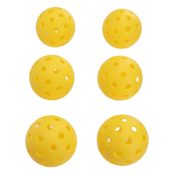 6st/set Plast Pickleball Set med hål Ihåliga Gul Standard Utomhusträning Picklball