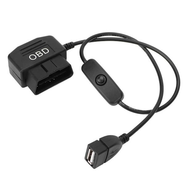 16-benet OBD2 hanstik USB-strømopladningskabel OBD-adapterkabel 48 cm oplader med universel stik