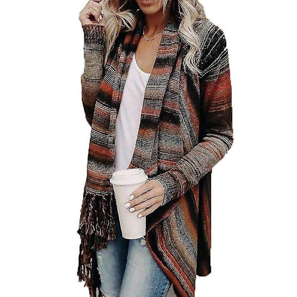 Boho Style Orange Cardigan för Kvinnor