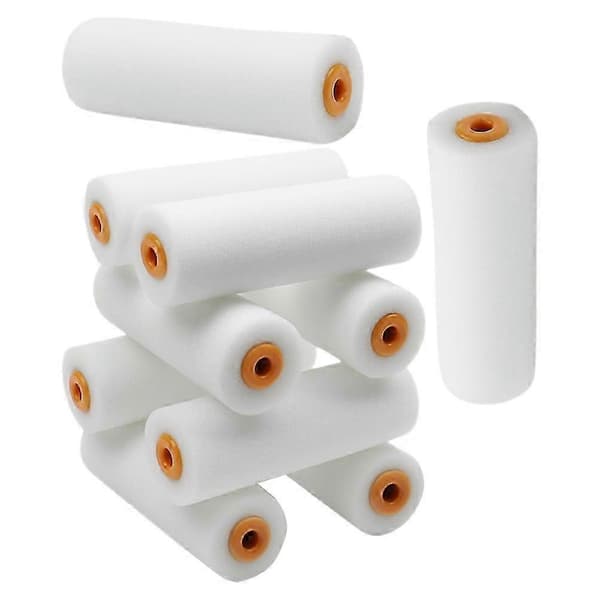Kompakta roller-refills, 10-pack vita svamprullar för dekorationsmålning White 10.50X3.40X3.40CM