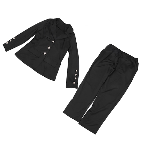 Kvinnor Jacka Byxor Affärskostym Slim Fit Bekväm Andas Enfärgad Kontorsarbetsdräkt Set Svart M