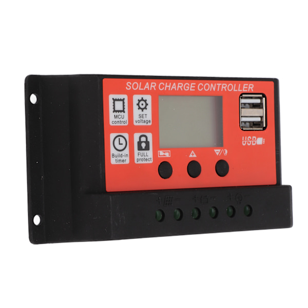 PWM Auto Solcelleladningsregulator LCD-skærm Dobbelt USB Solpanel Regulator 12V/24V60A