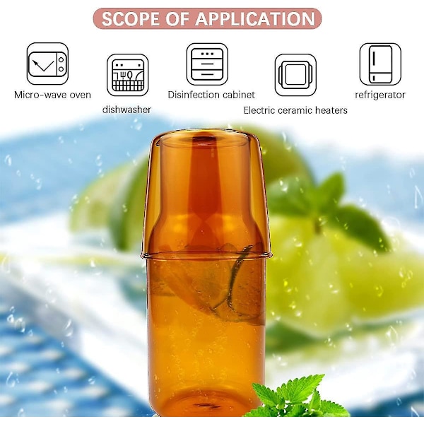 Nattbordskaraffelsett med drikkeglass - Glass munnskylleflaske for bad eller soverom