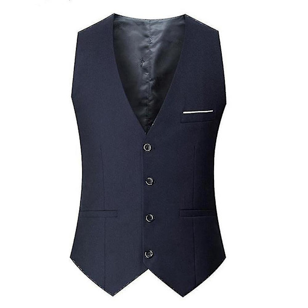 Herre Plus Size Marineblå Slim Fit Suit Vest - Business, Bryllup, Formelle eller Casual Enkeltbrystet Vest (5XL)