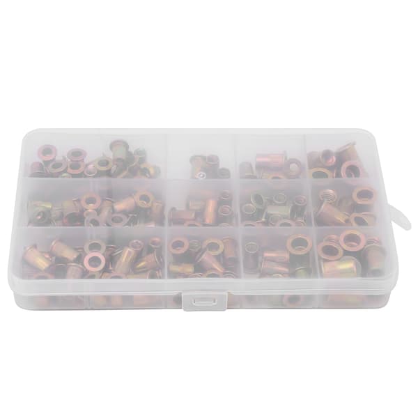 150 st galvaniserat kolstål nitmutter blandade insatsmutter 6‑32 8‑32 10‑24 10‑32 1/4‑20 British System