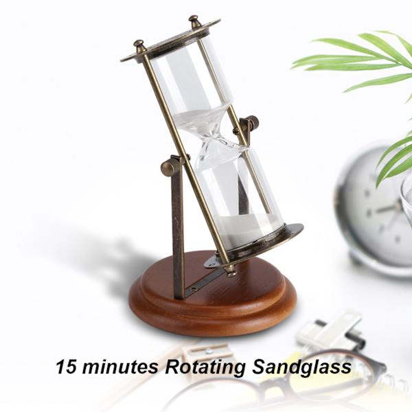 15 minuter Metall Roterande Sand Glas Timer Klocka Timglas Bord Prydnad Heminredning Present
