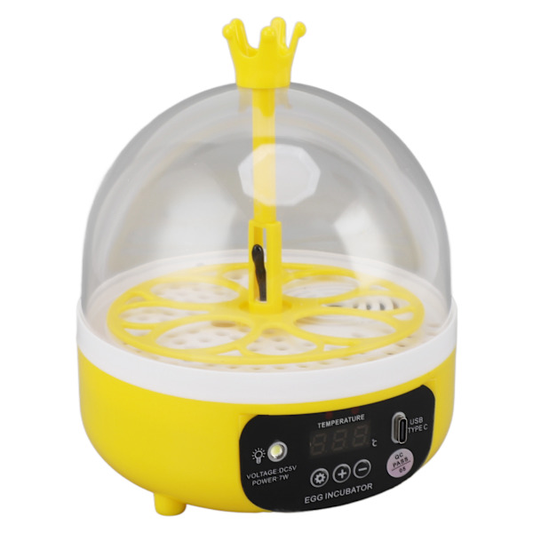 Mini ägginkubator för hemmet Automatisk temperatur fuktighetskontroll 4 ägg Ljusfjäderfä kläckningsmaskin för kycklingar Ankor Duvor Manuell svarvning