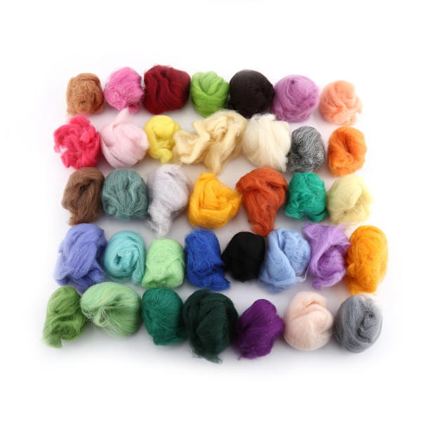 36 färger ullfiberfärgad roving för nålfiltning Hand spinning set