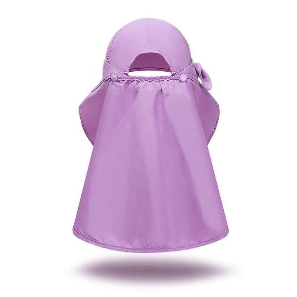 Kvinders solhætte Upf+50 Aftagelig klap med bred skygge Solbeskyttelse vandrehatte Purple