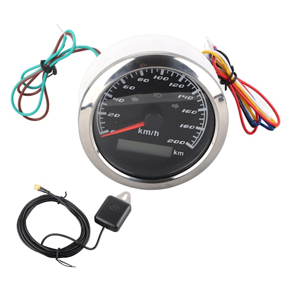 9‑32V IP67 GPS-hastighetsmätare 200 km/h 0‑999999 km LCD-vägmätare Anti-dimma multifunktionsmätare för bilmotorcyklar fartyg