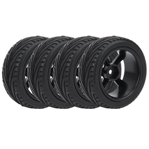 4 stk Fjernkontroll gummidekk med plastfelger Hjul 5 eiker dekk for 1/10 RC bil
