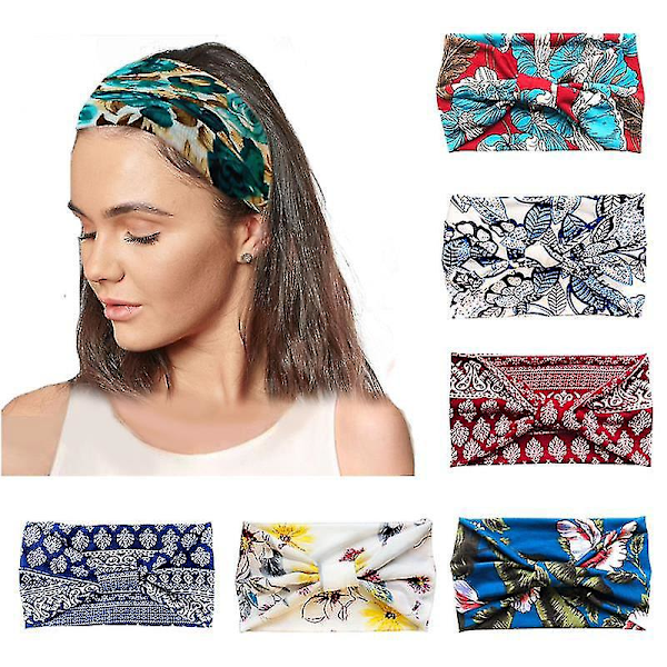 Yoga Bomull Turban Huvudband Elastisk Bred Huvudband för Kvinnor