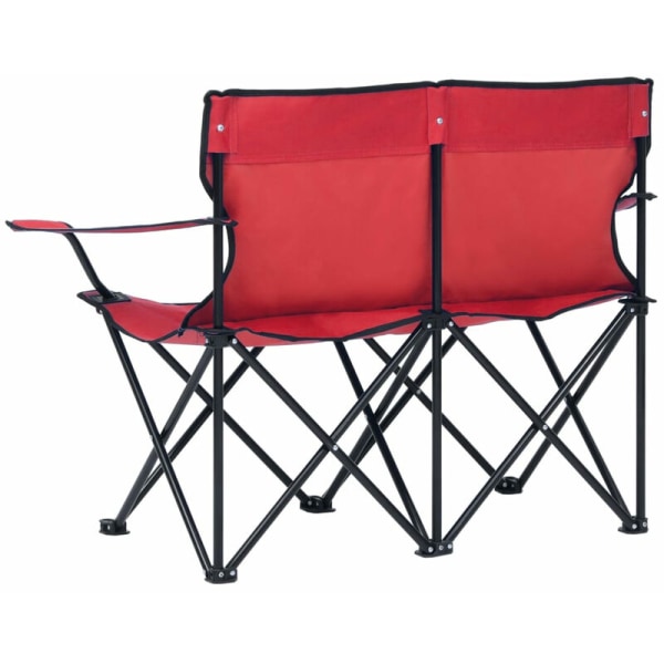 2-seters sammenleggbar campingstol Stål og rødt stoff