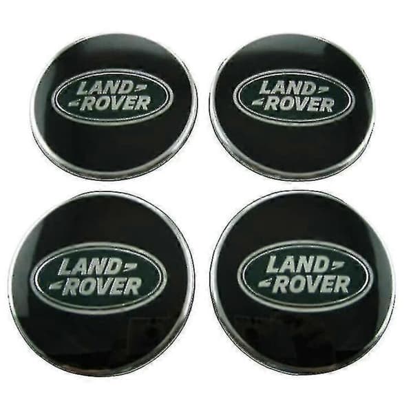 Sorte og grønne Land Rover aluminiumscenterkapsler. 63 mm. Sæt med 4