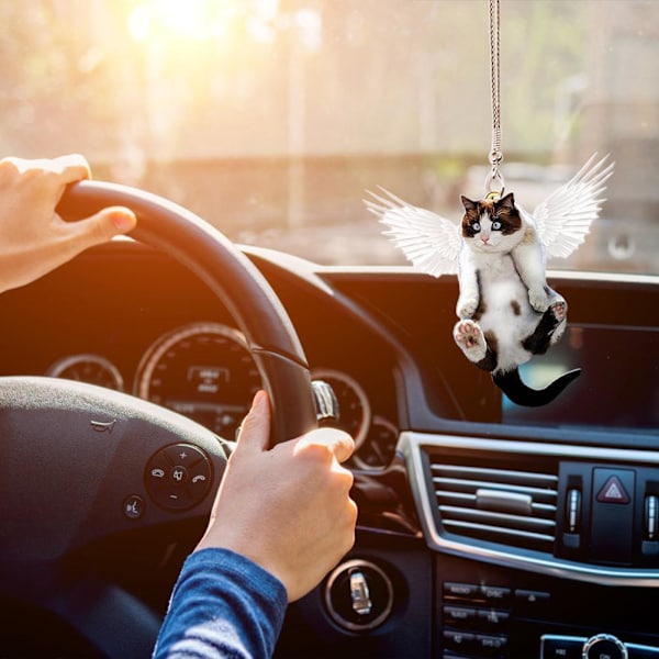 Cat Car Hängande prydnadsföremål med färgglada ballong bilhänge Interiör bilhänge hängande prydnadsdekoration