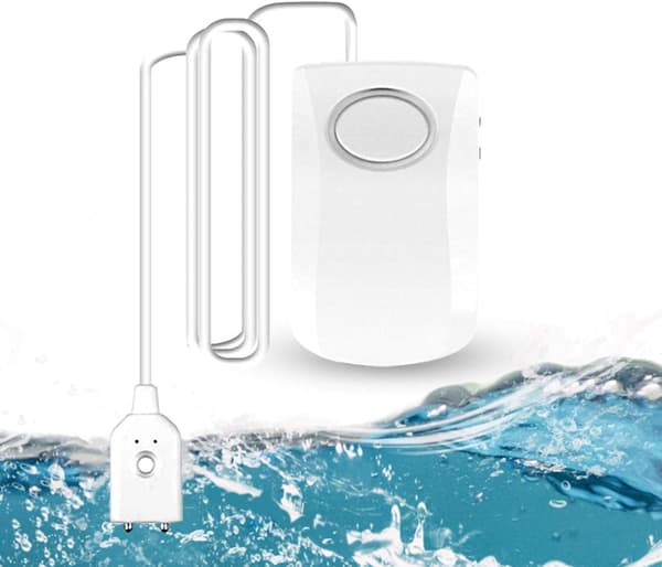 130dB vattenläckagelarm, 100 cm lång kabel med sensor, vattenläckagelarm för hemsäkerhet, batteri ingår