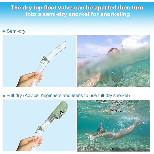 Svømme- og dykkebriller med snorkelsett, anti-dugg, herdet glass, svart for voksne
