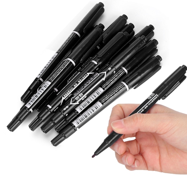 10 st QuickDrying Marker Pen Dubbelände Konst Ritning Skrivning Färgad Markers Set (Svart)