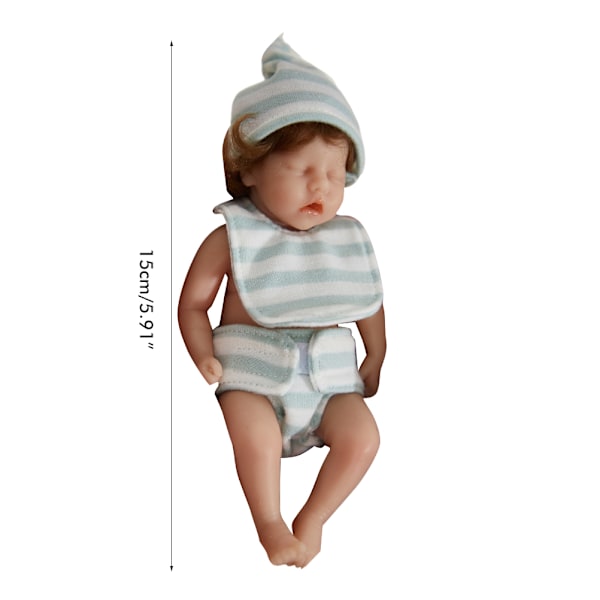 6-tums Mini Reborn Dolls Mjuk silikon babydocka Miniatyr Reborn bebisar med kläder naturtrogna babydockor