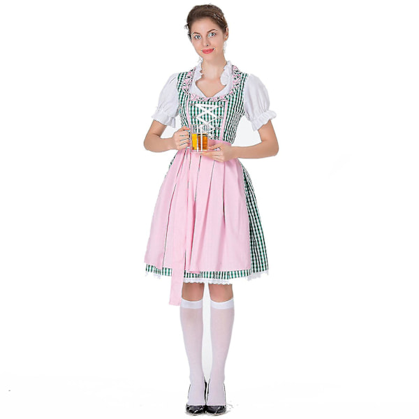 Oktoberfest Tysk Dirndl Kjole Kvinders Kostume Karneval Fest 2XL Grøn