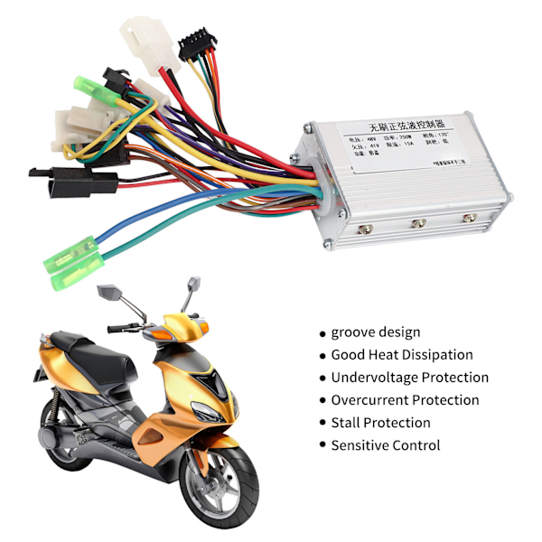 48V 250W Elektrisk Sykkel Børsteløs Kontroller Aluminiumslegering Børsteløs Motor Kontroller for Elektrisk Sykkel Scooter