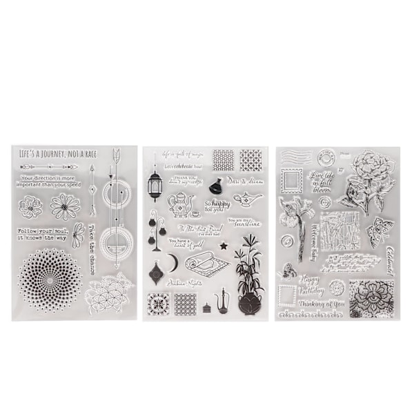 3 st Klar Stämpel DIY Transparent Stämpel Handgjorda Pappershantverk Dekoration för Scrapbook Handbok Album Korttillverkning