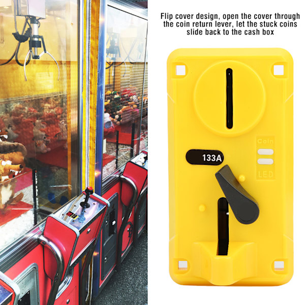 Jämförande myntväljarlåda Acceptor CPU med LED Light Flip Cover för Game Machine Yellow
