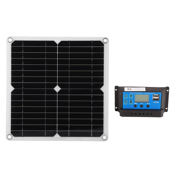 15W Solar Panel Kit Dubbel USB DC-utgång 100A Controller Solceller Kompatibel med bilbåt BatteryController Blå