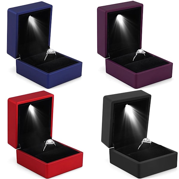 LED-ringbox Upplyst ringbox för äktenskapsförslag Ringbox med LED-interiörbelysning för förlovningsbröllop