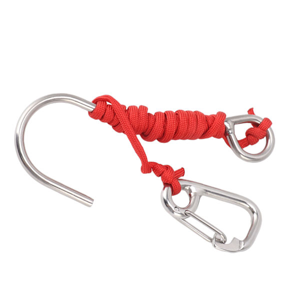 Sukellus Sinkkikuppi Ruostumattomasta Teräksestä Reef Hook Lanyard Pikalukolla Punainen