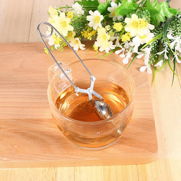 Rustfritt stål løs te-infuser blad sil filter diffuser urte krydder vanndråpe pincher