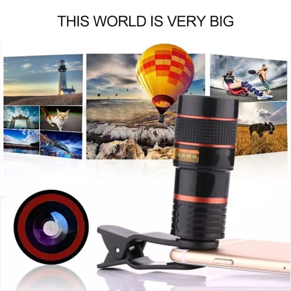 Mobiltelefon Kameralinsesæt Universal 8X Monocular Telescope Mobil Zoomlinse til de fleste smartphones