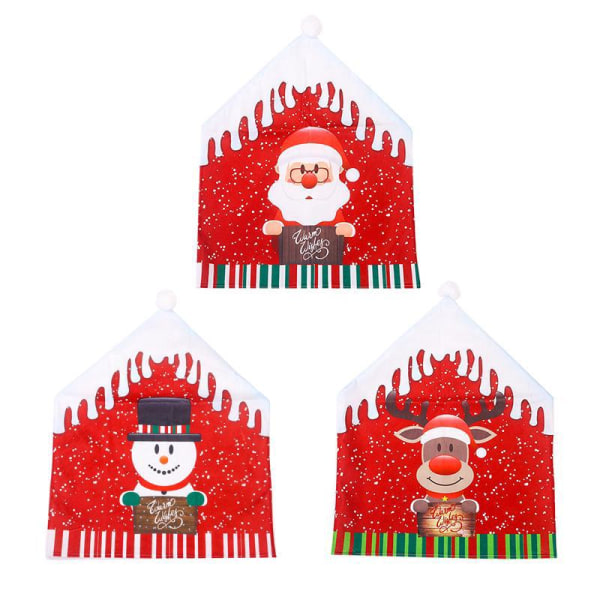 3 juletrykte stolebetræk tegneserie julemand snemand skammelbetræk julehatte stolebetræk Dekorative stolebetræk til hjemmet